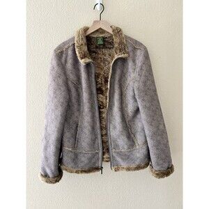 Cabela's Soft Suede Womens Jacket L Brown Sherpa Lined Full Zip